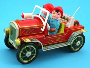 409 ME 699 Fire Chief Truck Battery Operated Vintage Tin Toy Blech China - Bild 1 von 3