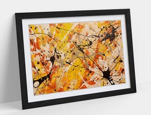 JACKSON POLLOCK STYLE ABSTRACT SUNSET -FRAMED WALL ART POSTER PAPER PRINT - Picture 1 of 10