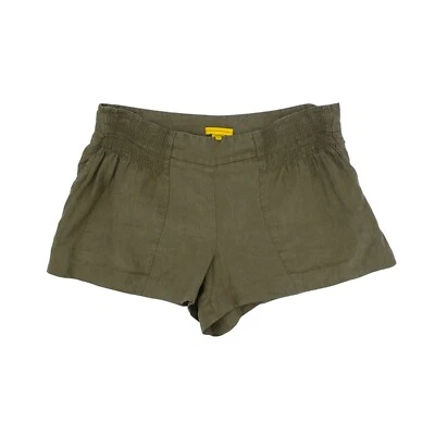 Catherine Malandrino Shorts Womens Sz 6 Linen Stretch Olive Green Slub Knit - Image 1 of 4