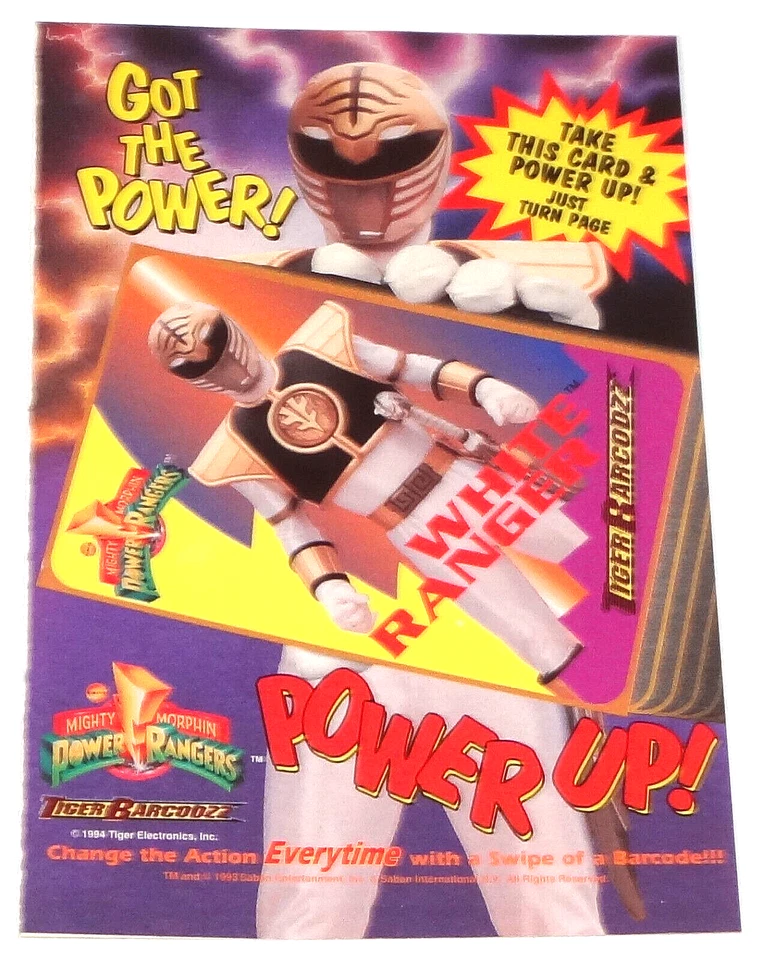 1994 TIGER BARCODZZ TOMMY БЕЛЫЙ РЕЙНДЖЕР ПИТАНИЯ ВВЕРХ НЕРАЗРЕЗАННАЯ ВСТАВНАЯ КАРТА МОГУЧИЙ МОРФИН - Изображение 1 из 1