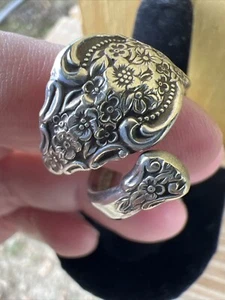 Vintage 1847 Rogers Bros International Silver Spoon Ring Size 6.5 Floral - Bild 1 von 7