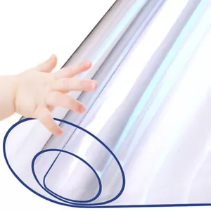 18"Round Clear PVC Plastic Tablecloth Furniture Protector Cover Mat Pad Wipeable - Picture 1 of 9