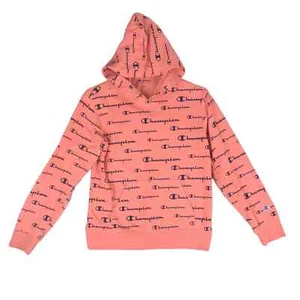 CHAMPION Girl's L All-Over Print French Terry Hoodie Sweatshirt with Pockets - Picture 1 of 5