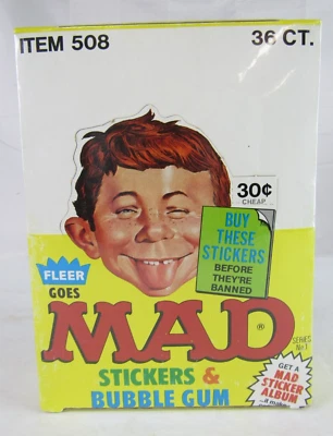 1983 Fleer Goes Mad Magazine Stickers Empty Display Box BBCE Wrapped NV776 - Image 1 of 4