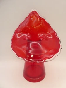 VINTAGE RUBY RED CRANBERRY JACK IN A PULPIT GLASS VASE WHITE CLEAR RIM - Picture 1 of 8
