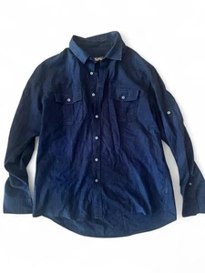 Michael Kors Mens Linen Blend Button Down Shirt Roll Tab Sleeves Size XL  - Picture 1 of 6