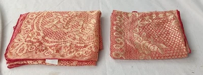 2 manteles grandes de encaje con flores rojas/doradas para manualidades de costura 92" x 108" cada uno Foto 1 de 3