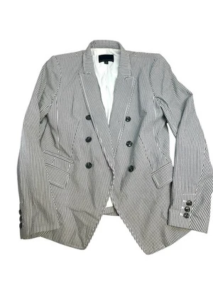 Blazer Banana Republic Mujer 10 Gris Rayas Seis Botones Forrado Chaqueta Foto 1 de 4