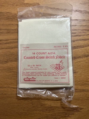 Raymar Counted Cross Stitch Fabric 14 Count New 12” X 18”  Ivory - Image 1 of 2