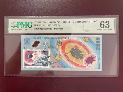 Romania eclipse 1999 2000 lei pick 111a pmg 63 - Image 1 of 2