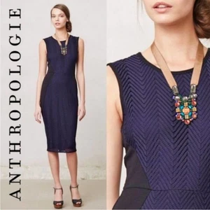 Anthropologie Weston Wear Islington Chevron Colorblock Lace Sheath Dress Small - Picture 1 of 8