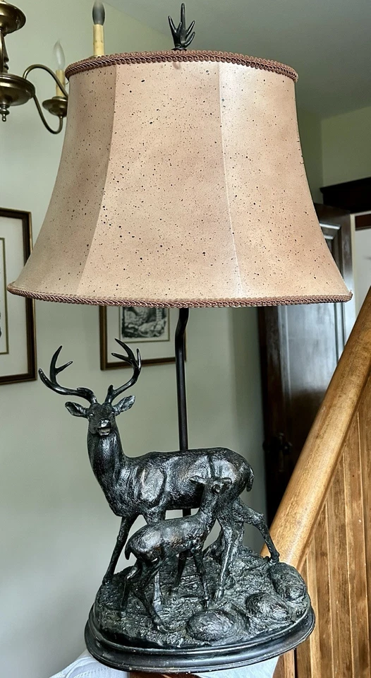 "Lámpara de mesa de escritorio Buck & Doe con pantalla ovalada cabaña rústica albergue vida silvestre 30"" de alto" Foto 1 de 4