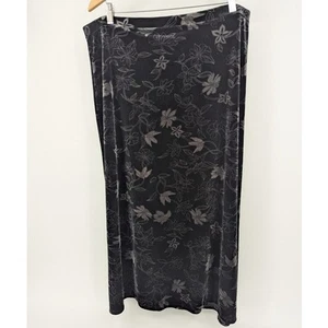 VTG 90's Black Velvet Floral Maxi Skirt Whimsigoth Size XL 16-18 Y2K Leaf Fairy - Picture 1 of 4