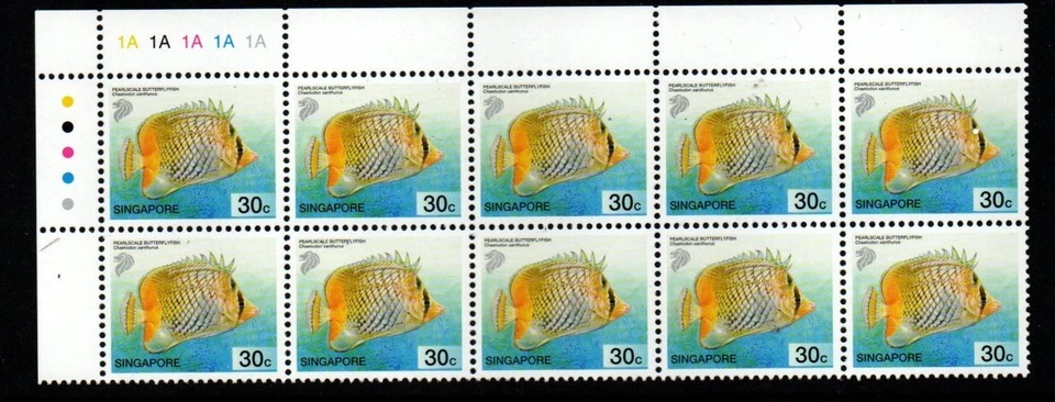 SINGAPUR SG1130 2001 30c PECES MARINOS TROPICALES EN BLOQUE DE 10 MNH Foto 1 de 1
