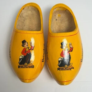 Vintage Heineken Holland Beer Wooden Clogs Dutch Shoes Novelty Decor 1970s - Picture 1 of 8