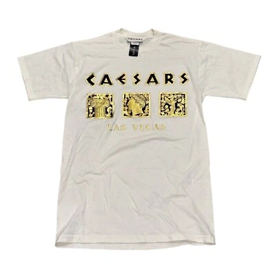 VTG 90s Caesars Las Vegas White T-Shirt With Gold Embellishments 100% Cotton S - Image 1 of 4