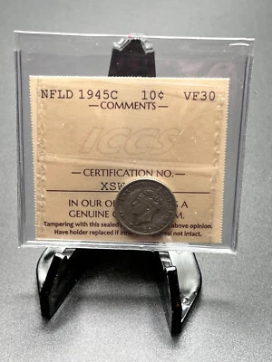 1945c Newfoundland 10 Cent ICCS Graded VF30 - Image 1 of 4