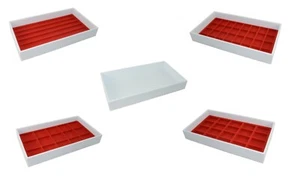 Bandeja blanca texturizada de plástico con opción de compartimento rojo inserto de joyería - Imagen 1 de 27
