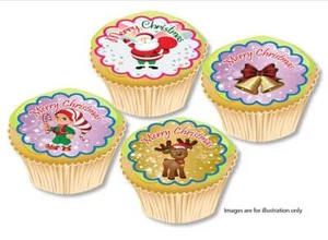 35 vorgeschnittene essbare personalisierte Weihnachten Santa Cupcake Topper Reiswaffel Papier - Bild 1 von 3