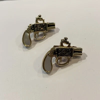 2 pistolas con clips de corbata de mango de madreperla de imitación para dama a juego Foto 1 de 4