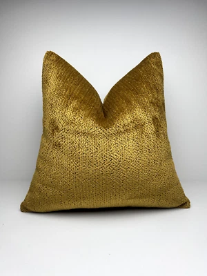 Mustard Yellow Textured Cotton Throw Pillow Covers, Rustic Boho Farmhouse Pillow - Image 1 of 4