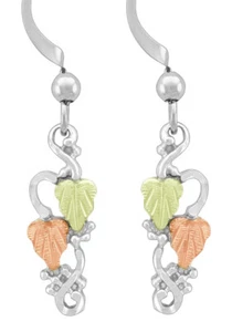 Dakota Black Hills Gold on Silver Vine Swirls Dangle Hook Earrings GSE 038 W - Picture 1 of 1