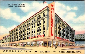 CEDAR RAPIDS, IOWA - SMULEKOFF'S DEPARTMENT STORE - 1948 CURTEICH LINEN POSTCARD - Picture 1 of 2