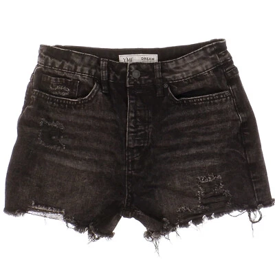 Pantalones Cortos YMI 5/27 Dream Jean Negro Botón Mosca Envejecido Juniors Medidas W26 Foto 1 de 4