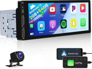 Android 13 Apple Carplay Autoradio 1 DIN Mit Bildschirm GPS Navi WIFI USB 2+64GB - Bild 1 von 14