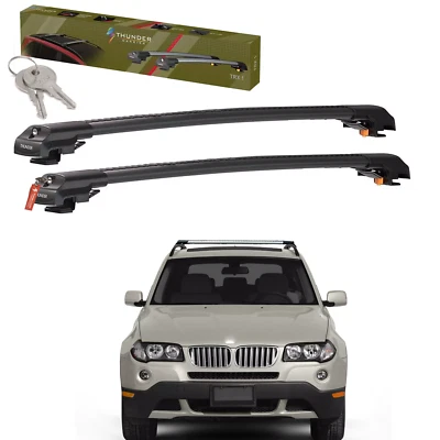 Anti‑Theft Aluminum Roof Racks Cross Bars Black Fits BMW X3 E83 2004‑2010 - Image 1 of 4
