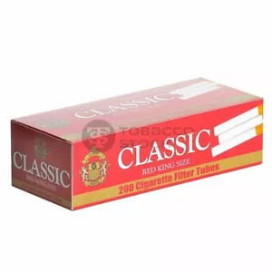 Classic Red Full Flavor King Size - 1 Box - 200 Tubes Box RYO - Picture 1 of 3