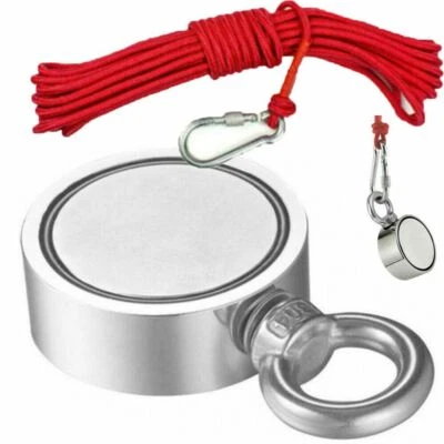500LBS Fishing Magnet Strong Neodymium Pull Force Treasure Hunt With 10M Rope US