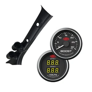 Pillar Pod for Hilux 2015-Current w/ Black Face Diesel Boost & Dual Volts Gauge - Picture 1 of 12