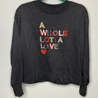 Old Navy Sweatshirt Womens S Gray A Whole Lotta Love Crew Neck Relaxed Novelty