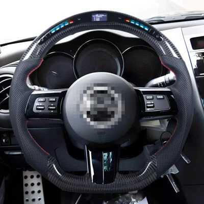 Volante deportivo plano LED de fibra de carbono real apto para Mazda RX-8 2004-2011 Foto 1 de 4