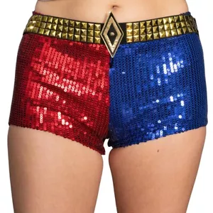 Mujer Halloween Cosplay Disfraz Réplica Harley Quinn Pantalones Cortos con Cinturón - Imagen 1 de 4
