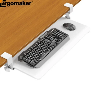 Ergomaker Adjustable Keyboard Tray Underdesk Mount Drawer Ergonomic Shelf White - Picture 1 of 7