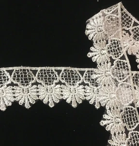 Bridal Guipure Trim Venice Lace Trim Edging Shiny Rayon 1-7/8" White 5 yds #W72 - Picture 1 of 2