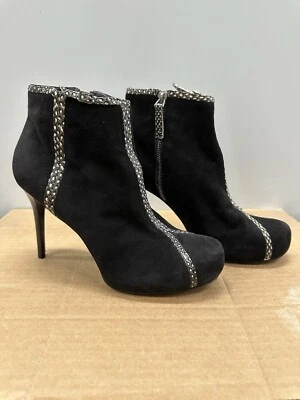 Alexander McQueen Black Suede Heeled Ankle Boots Platform Heels Size 41 US 8 - Image 1 of 4