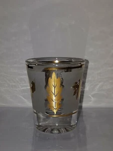 De colección MCM LIBBEY 2 oz. Vidrio esmerilado ☆ patrón de papel de aluminio de hoja de oro de la década de 1960 ☆ - Imagen 1 de 9