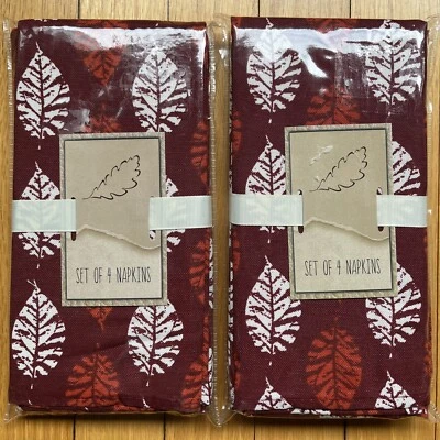 Juego de 8 Servilletas de Tela Hojas de Cosecha de Otoño Abstractas Nuevas Acción de Gracias Foto 1 de 2