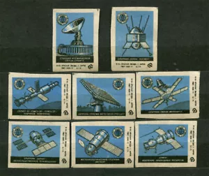 1977, naves espaciales soviéticas, satélites, conjunto de 8 etiquetas rusas raras - Imagen 1 de 1