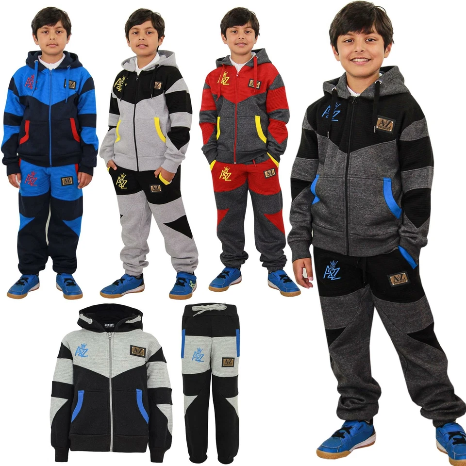 Boys Girls Tracksuit Fleece Hoodie A2Z Embroidered Top Joggers Bottom Suit Set - Image 1 of 1