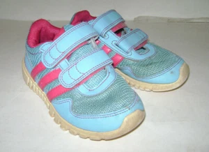 adidas TODDLER GIRLS SHOES SNEAKERS size 9 BLUE PINK LEATHER - Picture 1 of 6
