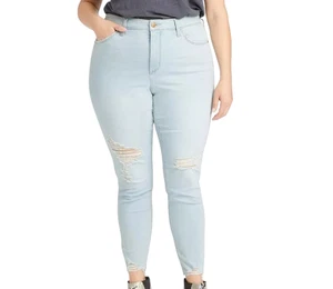 NEW Universal Threads Skinny Light Wash Distressed High-Rise Jeans Plus Size 22W - Picture 1 of 2