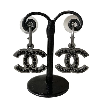 CHANEL Ohrringe Cocomark Schwarz Stein Damen Accessoire Authentisch - Bild 1 von 4