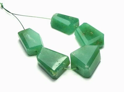 5 pcs Green CHRYSOPRASE 14-18mm Faceted Nugget Focal Beads NATURAL - Image 1 of 2