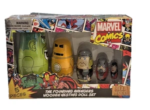 Marvel Comics Los Vengadores Fundadores Juego de Muñecas Anidadoras de Madera con Bono 5to - Imagen 1 de 3