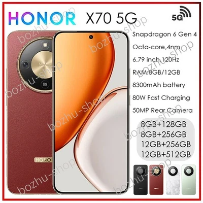Honor X70 5G Smartphone 6.79 Inch 120Hz Snapdragon 6 Gen 4 8300mAh 80W NFC 50MP - Image 1 of 4