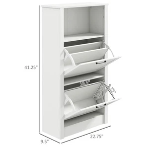 HOMCOM Shoe Cabinet, Freestanding Shoe Storage Cabinet - Picture 1 of 5